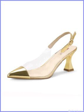 IDIFU Women's Slingback Kitten Heels Pointed Toe Prom Pumps